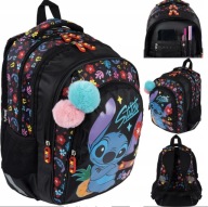 PLECAK SZKOLNY MŁODZIEŻOWY DLA DZIEWCZYNKI 4 KOMORY STITCH BLACK ALOHA