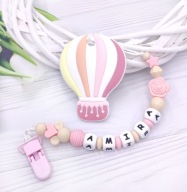 Silikonowy gryzak i uchwyt na smoczek z koralików – personalizacja