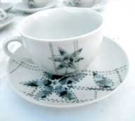 Talerzyki+filiżanki porcelana ROSSLER G. Rossi 5x