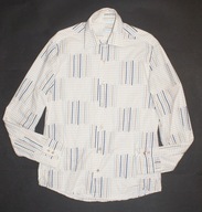 DECOY ITALIA_Piękna KOSZULA_ecri paski kratka elegancka JEDYNA modna_L