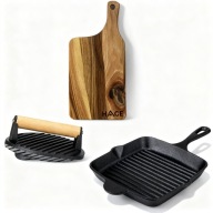Zestaw do Smash Burgerów PRASA ŻELIWNA + PATELNIA GRILLOWA Indukcja + DESKA