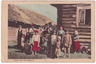Ukraina Wieś chaty rodziny chłopskie z dziećmi 1917r. Feldpost 689h