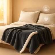 KOC POLAROWY DWUSTRONNY 150X200 BARANEK SHERPA CIEPŁY ZIMOWY NARZUTA