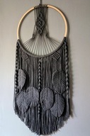 Łapacz snów duży grafitowy Makrama piórka BOHO dekoracja
