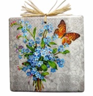 Robótkownia Obrazek kafelek 15x15 Kwiaty Niezapominajki motyl z pra.