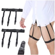 Szelki do koszuli męskie regulowane z klipsami antypoślizgowymi czarne