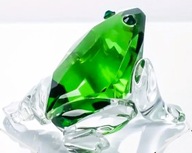 Figurka kryształowa żaba. Kolor szmaragdowa zieleń. 5x5x5 cm