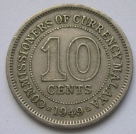 Malaje Brytyjskie 10 centów 1949 - król Jerzy VI