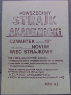 NIEZALEŻNE ZRZESZENIE STUDENTÓW-ULOTKA -UJ -1981