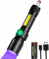 Latarka UV LED taktyczna z zoomem teleskopowym 7 trybów ładowanie USB