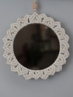 Lustro brązowe fi 20cm, makramowe, ozdobne, rękodzieło, naturalne złoto