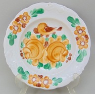 Talerz porcelana Wałbrzych - Malowanie na szkliwie Ptaszek