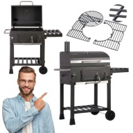 GRILL WĘGLOWY DUŻY OGRODOWY ŻELIWNY RUSZT TERMOMETR KOMIN BALKONOWY STALOWY