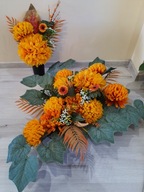 Jesienny stroik na cmentarz z bukietem komplet z flakonem wiązanka z 85CM!