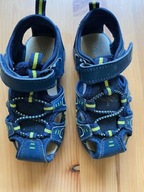 Mocne sandały sandałki granatowe skórzane Cleve Roz. 24 + GRATIS