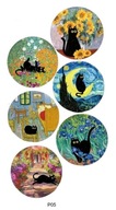 Podkładki pod kubki dekoracyjne koty śmieszne Van Gogh drewniane 6szt. P05