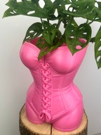 Doniczka Osłonka Duża Plastikowa Różowa Dekoracyjna Gorset Kobieta Stylowa