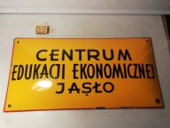STARA TABLICA EMALIOWANA - CENTRUM EDUKACJI EKONOMICZNEJ - 60 cm x 30 cm