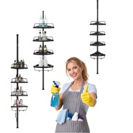 PÓŁKA ŁAZIENKOWA POD PRYSZNIC 4 POZIOMY REGULOWANA NAROŻNA CZARNA