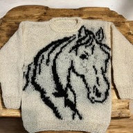 Sweter,swetr góralski wełniany z motywem konia