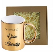 Złoty kubek OJCIEC CHRZESTNY pamiątka KOMUNIA CHRZEST na prezent