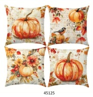Poszewki na poduszki 4 sztuki 45x45cm jesień jesienne dynie liście 45125