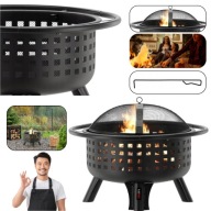 STYLOWE DUŻE PALENISKO OGRODOWE Z POKRYWĄ OGNISKO GRILL KOCIOŁEK