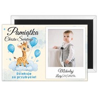 PAMIĄTKA CHRZTU ŚWIĘTEGO magnes ze zdjęciem „Żyrafa i Balonik” + OPAKOWANIE