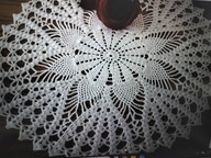 Obrus serwetka serweta szydełkowe misterne rękodzieło biała śr65