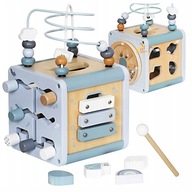 DREWNIANA KOSTKA MANIPULACYJNA EDUKACYJNA MONTESSORI SENSORYCZNA DLA DZIECI