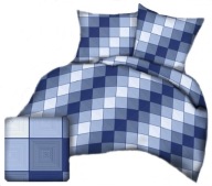 pościel z flaneli 200x220 +2x70x80 guzik F 126-1 Krata 3 D niebieska