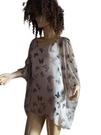 H.Trend WŁOSKA TUNIKA z jedwabiem na dzianinie z wzorem w motyle 36/38