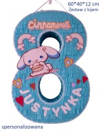 Piniata numer 8 (dowolny) / Cinnamoroll spersonalizowana. Zestaw z kijem