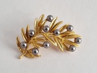 BROSZKA POZŁACANA PEREŁKI GRAFITOWE