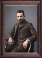 Obraz Marian Smoluchowski portret z podpisem w drewnianej ramie ze szkłem