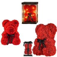 DUŻY MIŚ Z RÓŻ PREZENT NA WALENTYNKI Z LEDAMI W PIĘKNYM PUDEŁKU