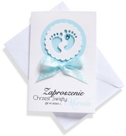 ZAPROSZENIE na CHRZEST ażurowe RĘCZNIE ROBIONE PERSONALIZOWANE z kokardą