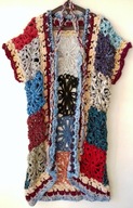 Kamizelka nowa patchworkowa szydełkowa kolorowa Rozmiar 40 / 42
