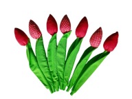TULIPANY MATERIAŁOWE BAWEŁNA SZYTE HANDMADE RĘKODZIEŁO BUKIET 7szt CZERWONE