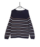 Sweter Paski Pasy Bawełna Granatowy Beżowy Klasyczny C&A |R. L