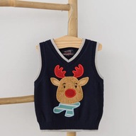 Cool Club, Kamizelka, bezrękawnik ŚWIĘTA, granatowy, 62 cm