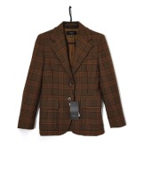 Marynarka Wełniana Kratka Brązowa Weekend Max Mara |R. 38/M