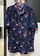 D Collection hawajska flamingi liście palm delikatny materiał duża 2XL