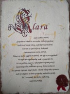 Imię na papierze czerpanym Klara