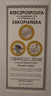 FOLDER - RZECZPOSPOLITA ZAKOPIAŃSKA - FUNT ZAKOPIAŃSKI - Pieniądz Lokalny