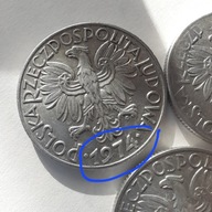 5 zł 1974- Rybak, szerokie cyfry data.