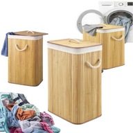 KOSZ NA PRANIE WĄSKI BAMBUSOWY BIELIZNĘ ZABAWKI Z POKRYWĄ POJEMNIK KUFER