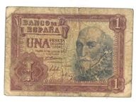 Banknot Hiszpania 1 Peseta 1953 rok