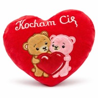 Poduszka serce „Kocham Cię” – dwa misie | maskotka walentynkowa 21×16 cm