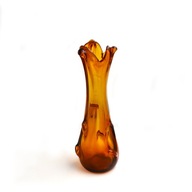 Wazon Sękacz Huta Laura PRL Vintage Lata 60 Miodowy Bursztynowy Ozdoba 1960